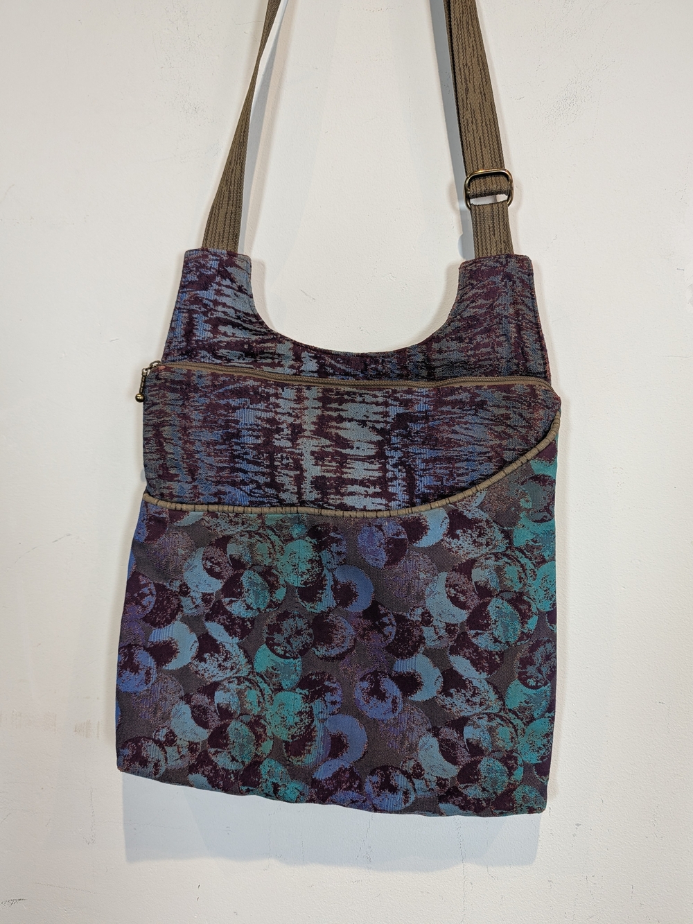 Maruca Woven Pattern Crossbody Bag in Teal and Purple